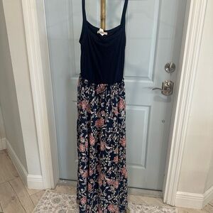 Floral Maxi Dress with Black Top